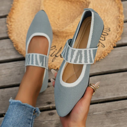 Pointed Toe Flats | Textured Strap Detail | Cushioned Insole