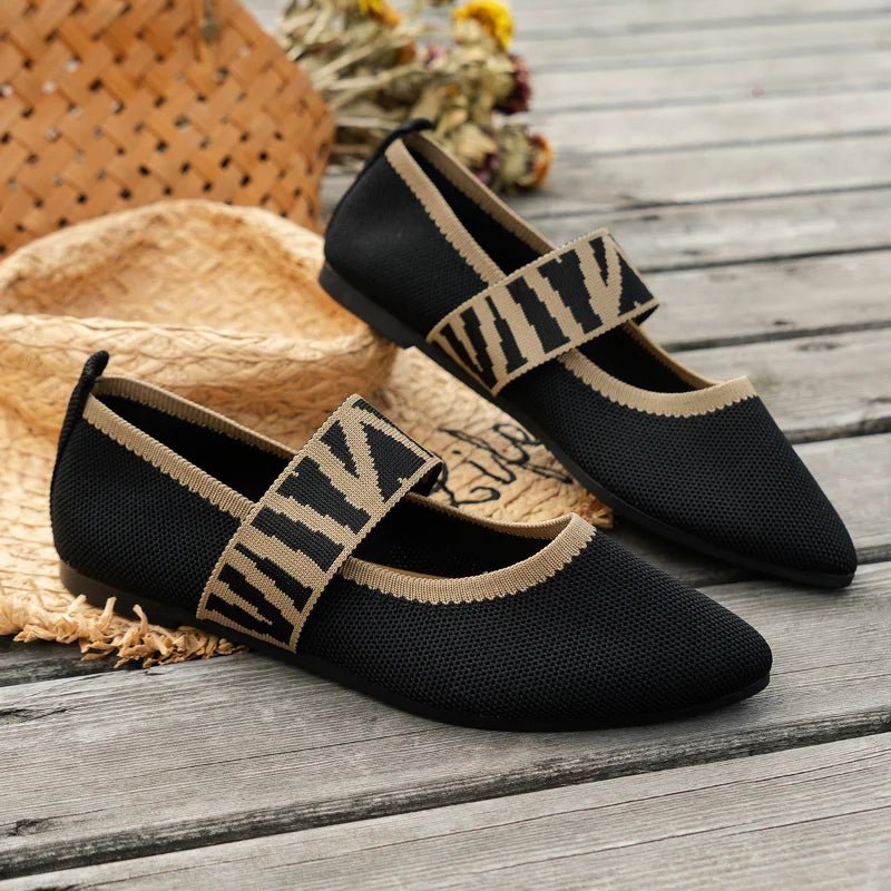 Pointed Toe Flats | Textured Strap Detail | Cushioned Insole
