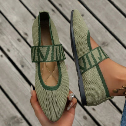 Pointed Toe Flats | Textured Strap Detail | Cushioned Insole