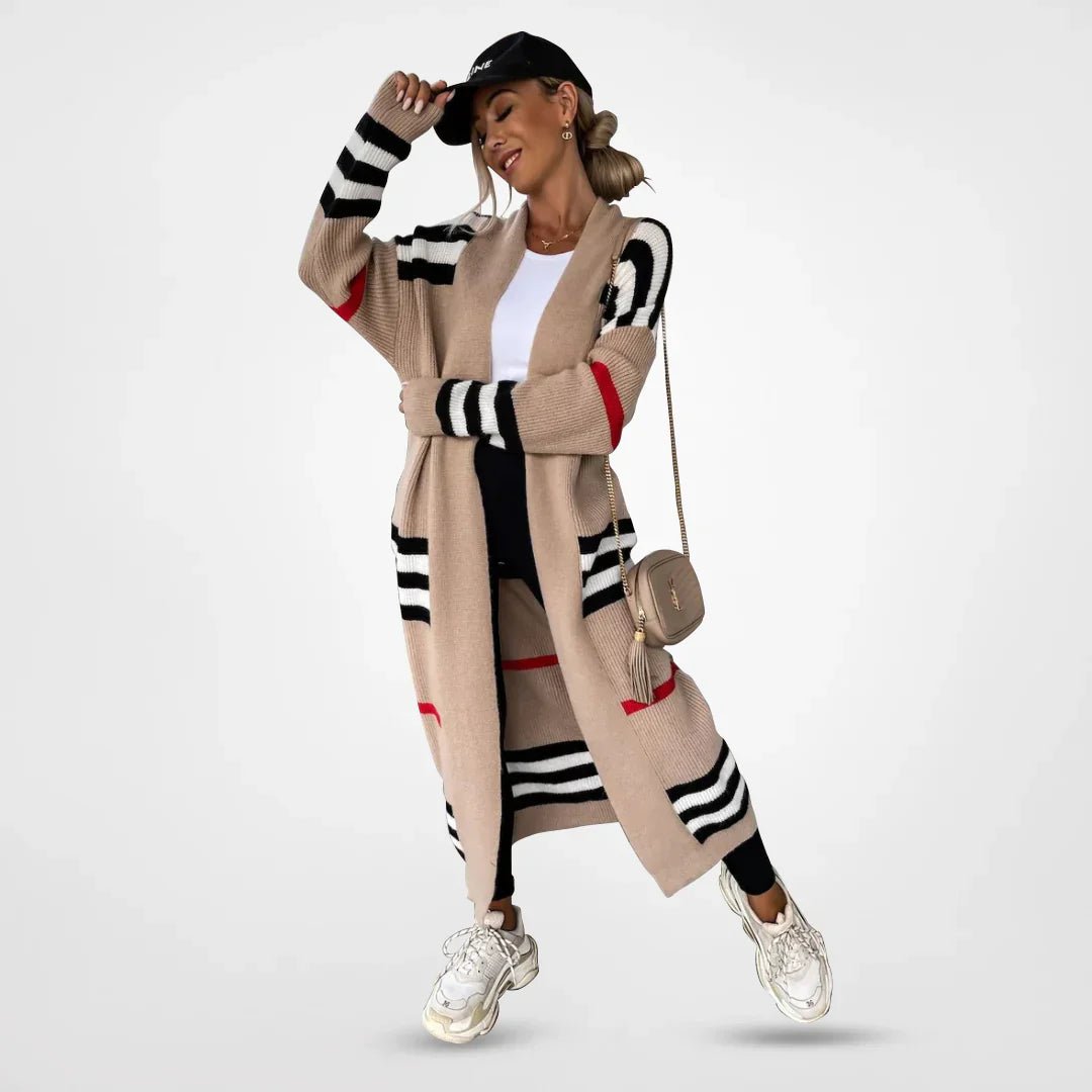 Women's Long Striped Knit Cardigan | Cozy & Stylish | Open-Front | Casual Fall & Winter Layer