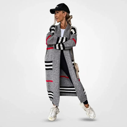 Women's Long Striped Knit Cardigan | Cozy & Stylish | Open-Front | Casual Fall & Winter Layer