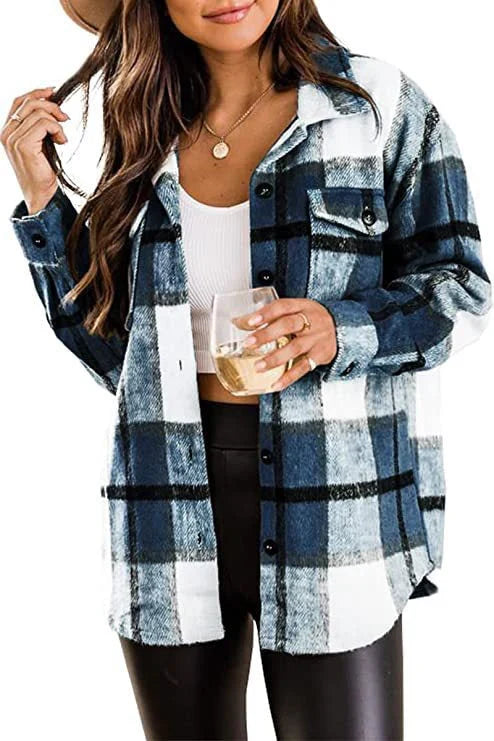 Plaid Flannel Shacket | Soft Brushed Feel | Casual Button-Up with Chest Pockets