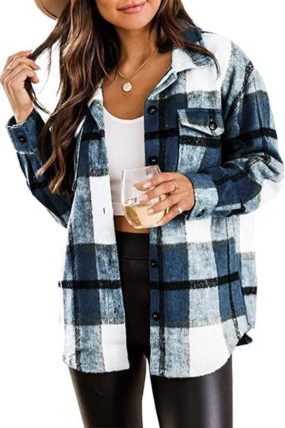 Plaid Flannel Shacket | Soft Brushed Feel | Casual Button-Up with Chest Pockets
