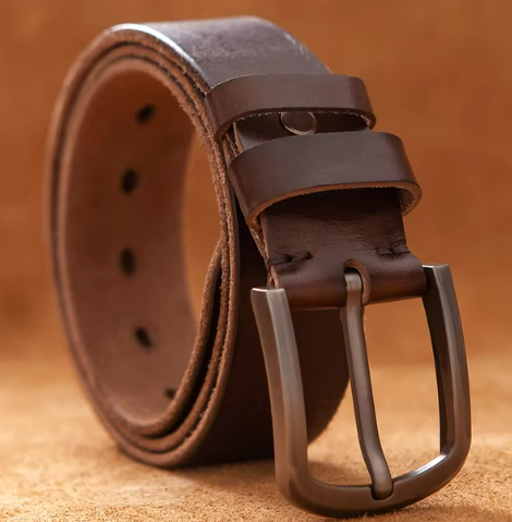 Men’s Classic Leather Belt | Durable Everyday Accessory | Polished Metal Buckle