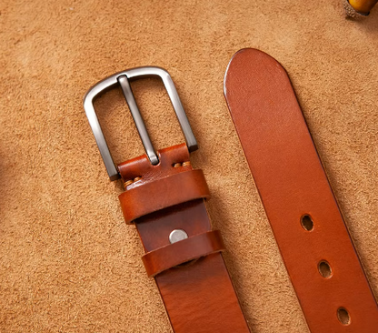 Men’s Classic Leather Belt | Durable Everyday Accessory | Polished Metal Buckle