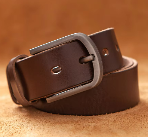Men’s Classic Leather Belt | Durable Everyday Accessory | Polished Metal Buckle