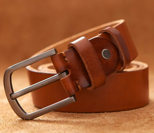 Men’s Classic Leather Belt | Durable Everyday Accessory | Polished Metal Buckle
