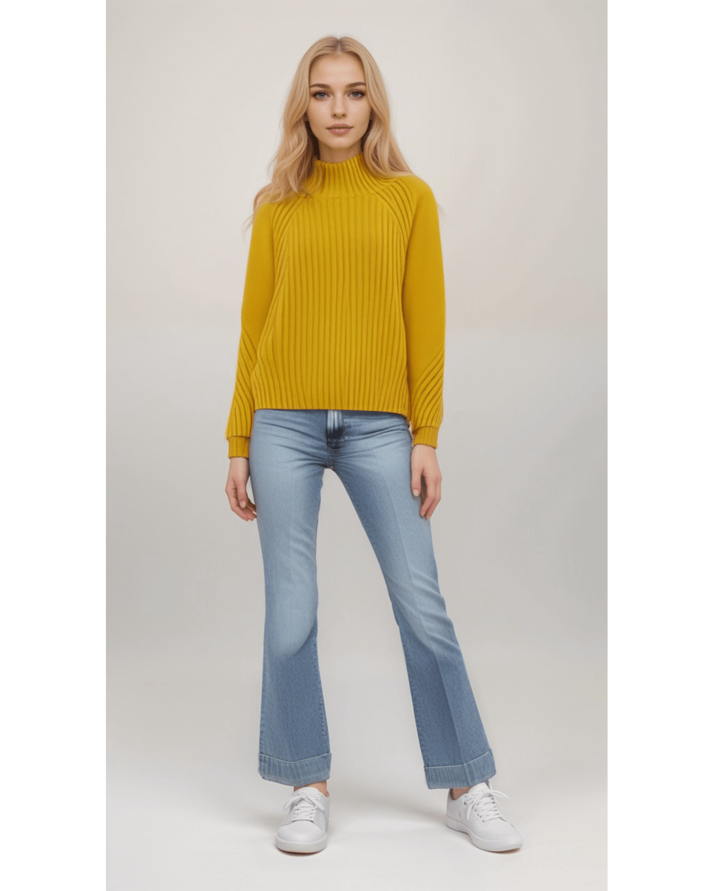 Ribbed Turtleneck Sweater | Yellow | Winter Wear | Wool-Cashmere Blend