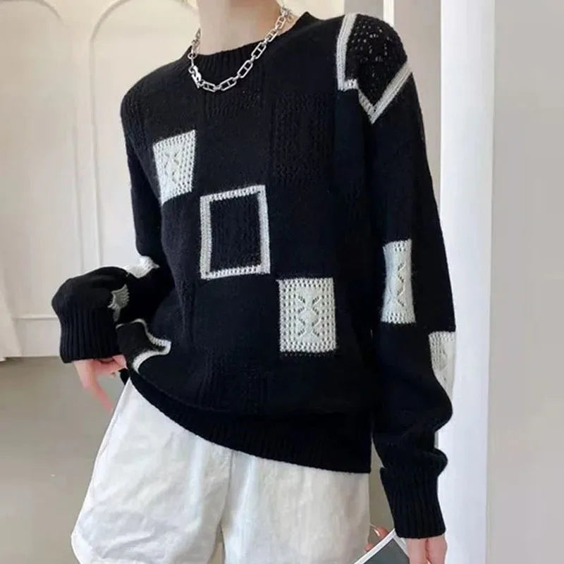 Geometric Knit Pullover Sweater | Soft Touch | Relaxed Fit