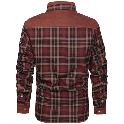 Men’s Plaid Overshirt | Contrast Yoke Shirt Jacket | Brushed Casual Layer