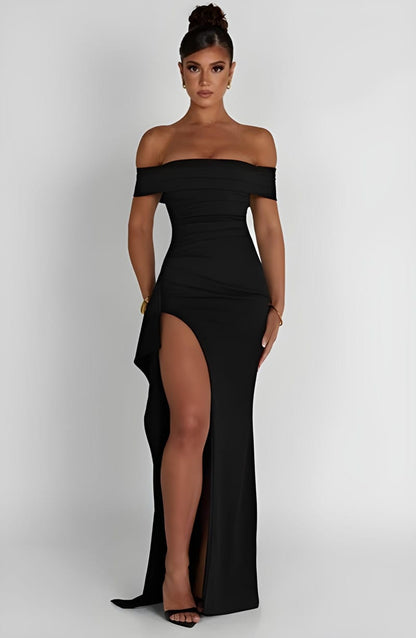 Off-Shoulder Evening Gown | Thigh-High Slit | Elegant Formal Dress