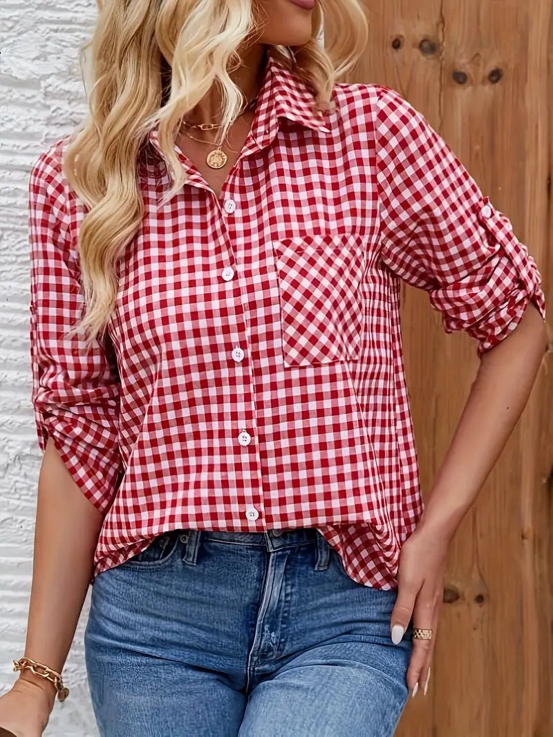 Gingham Button-Up Shirt | Long Sleeve | Casual Everyday Fit