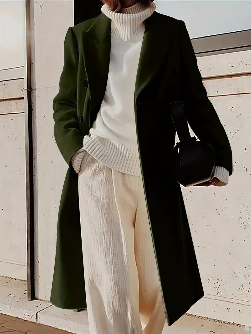 Double-Breasted Wool Blend Coat | Tailored Fit | Classic spring Style | Longline Outerwear
