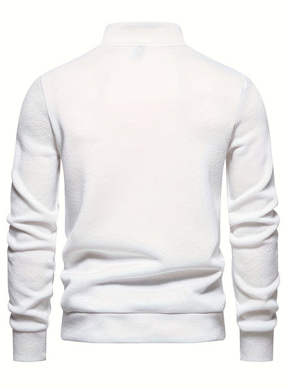 Men’s Button Mock Neck Sweater | Textured Knit Pullover | Cold Weather Casual Essential