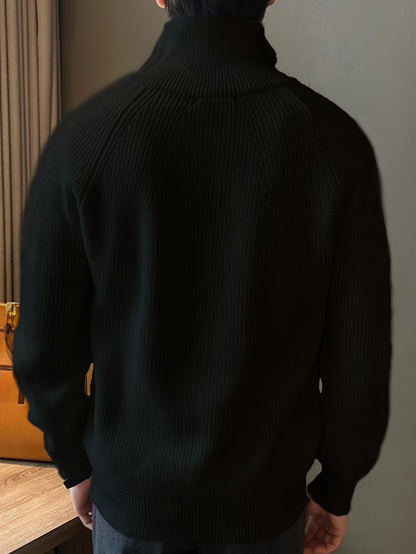 Men’s Waffle Knit Quarter-Zip Pullover | Textured Midweight Sweater | Casual Fall Layer
