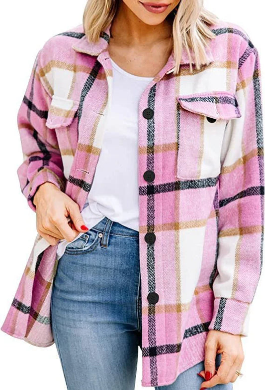 Plaid Flannel Shacket | Soft Brushed Feel | Casual Button-Up with Chest Pockets