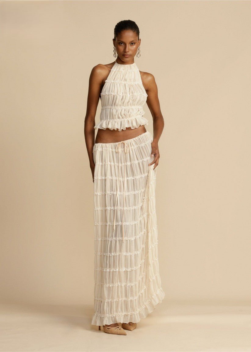 Pleated Halter Set | Textured Layers | Lightweight Resort Fit