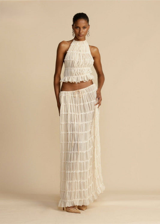 Pleated Halter Set | Textured Layers | Lightweight Resort Fit