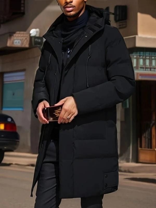 Men's Long Down Puffer Parka | Windproof Hooded | Winter Thermal Coat