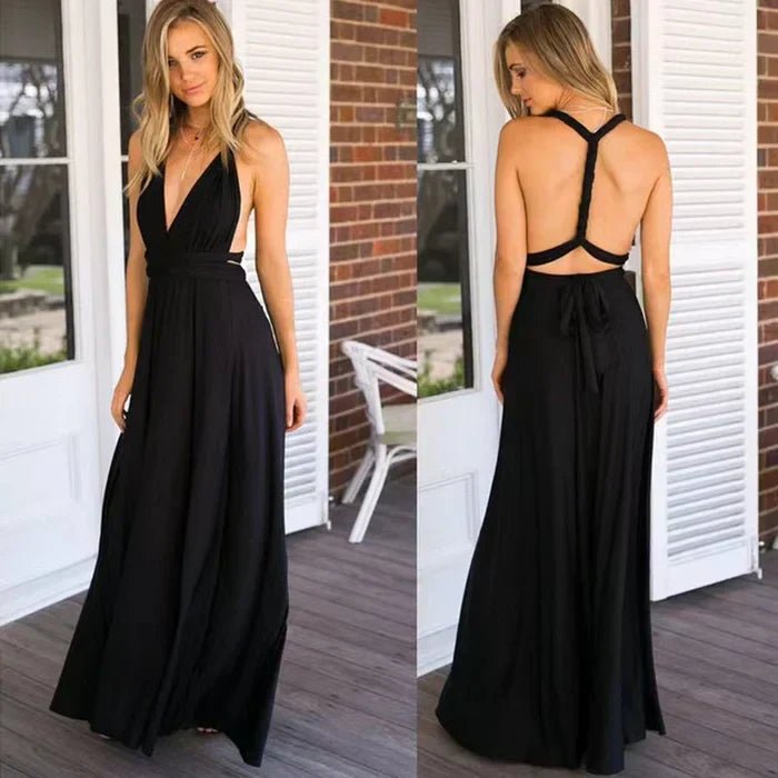 Sleeveless Backless Maxi Dress | Flowing Silhouette | Lightweight Fabric | Formal Evening Wear