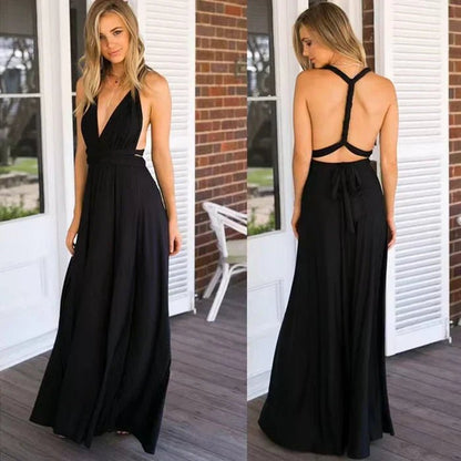 Sleeveless Backless Maxi Dress | Flowing Silhouette | Lightweight Fabric | Formal Evening Wear