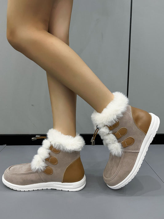 Winter Fur-Lined Ankle Boots | Faux Suede | Warm Plush Interior | Snow-Ready
