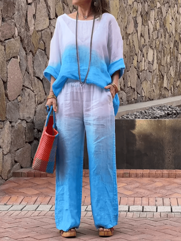 Two-Piece Ombre Loungewear Set | Lightweight Layering with Gradient Colour Wash