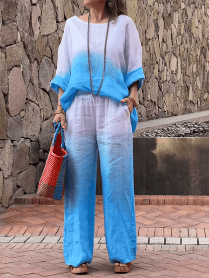 Two-Piece Ombre Loungewear Set | Lightweight Layering with Gradient Colour Wash