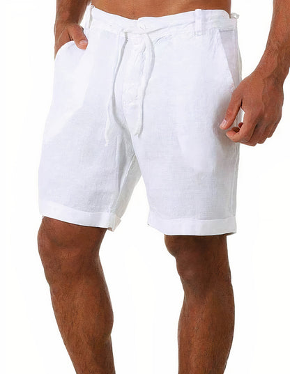 Men's Linen Blend Drawstring Shorts | Breathable Summer Essential | Casual Relaxed Fit