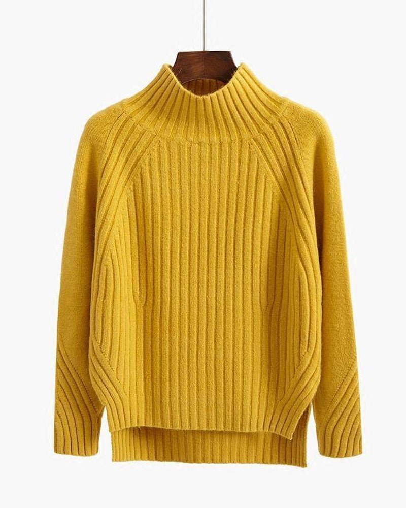 Ribbed Turtleneck Sweater | Yellow | Winter Wear | Wool-Cashmere Blend