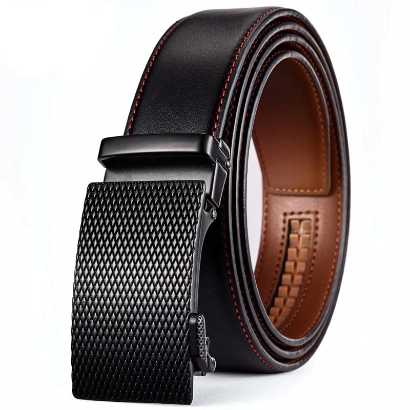 Men's Leather Ratchet Belt | Textured Auto-Lock Buckle | Classic Adjustable Fit