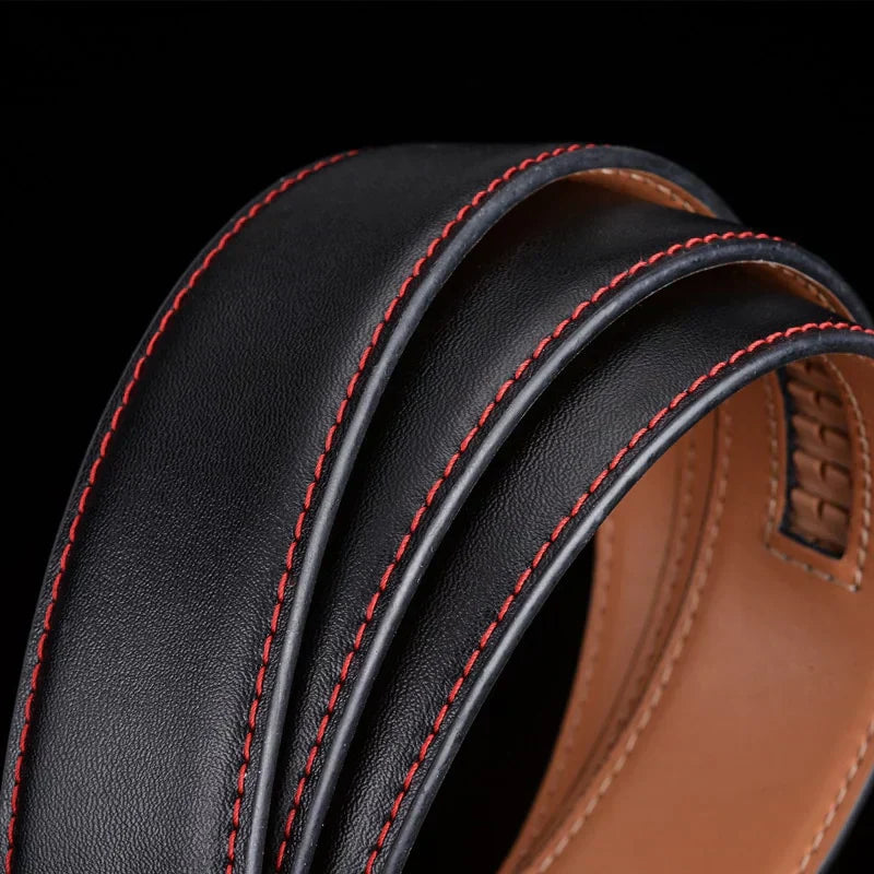 Men's Leather Ratchet Belt | Textured Auto-Lock Buckle | Classic Adjustable Fit