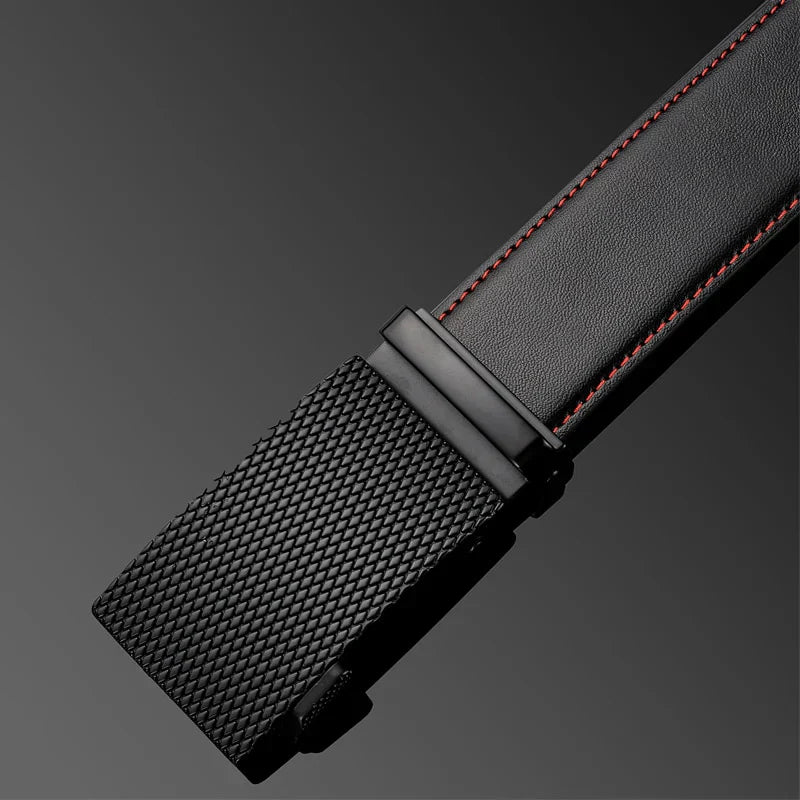 Men's Leather Ratchet Belt | Textured Auto-Lock Buckle | Classic Adjustable Fit