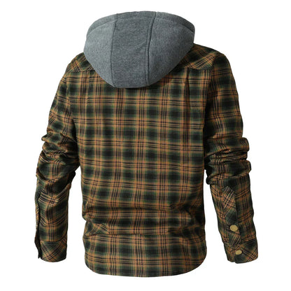 Men’s Hooded Shirt Jacket | Plaid Flannel Shacket with Fleece Lining | Cold Weather Layer