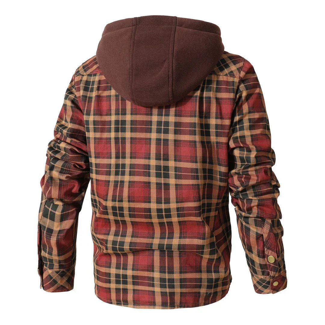 Men’s Hooded Shirt Jacket | Plaid Flannel Shacket with Fleece Lining | Cold Weather Layer