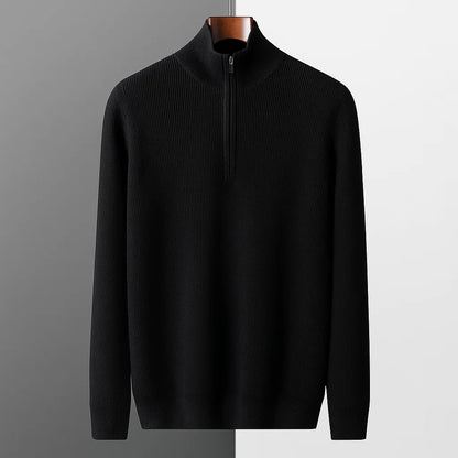 Men’s Quarter-Zip Knit Sweater | Ribbed Texture | Soft Midweight Pullover