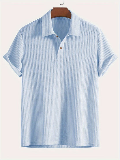 Men's Knit Polo Shirt | Textured Short Sleeve Top | Lightweight Summer Casualwear