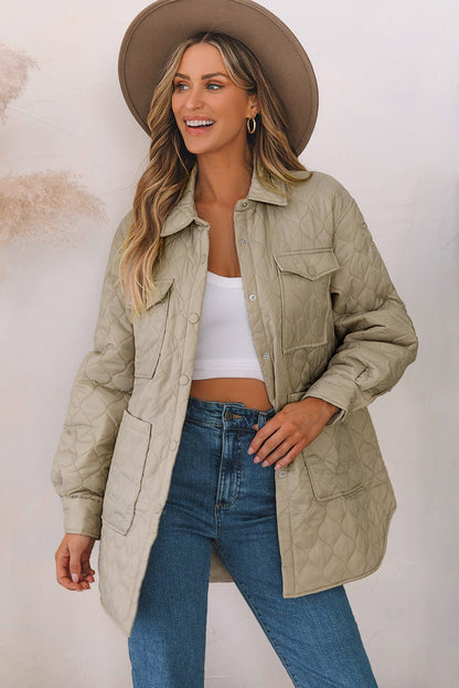 Quilted Button-Up Shacket | Lightweight Warmth | Oversized Fit | Casual Style