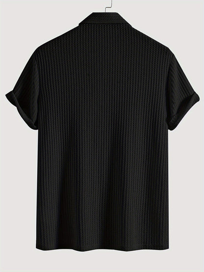 Men's Knit Polo Shirt | Textured Short Sleeve Top | Lightweight Summer Casualwear