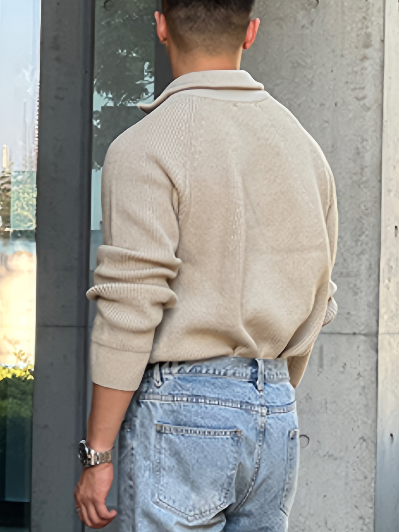 Men’s Waffle Knit Quarter-Zip Pullover | Textured Midweight Sweater | Casual Fall Layer