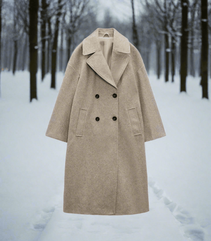 Long Wool-Blend Coat | Oversized Fit | Elegant & Timeless