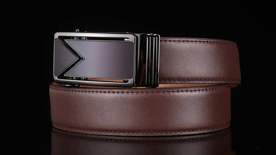 Men's Leather Dress Belt | Automatic Buckle | Adjustable Formal Accessory