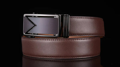 Men's Leather Dress Belt | Automatic Buckle | Adjustable Formal Accessory
