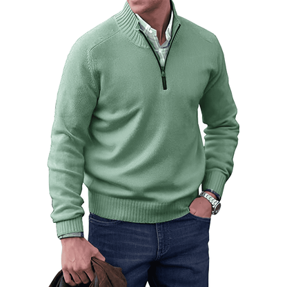 Men's Quarter-Zip Mock Neck Sweater | Cotton-Blend Knit | Casual Layering Essential