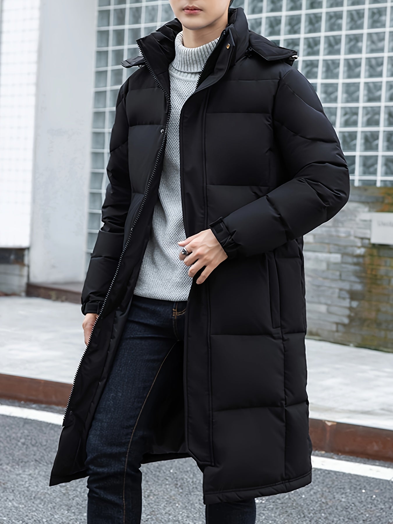 Men’s Long Down Puffer Coat | Full-Length Insulated Winter Parka | Windproof Hooded Outerwear