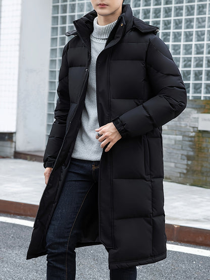 Men’s Long Down Puffer Coat | Full-Length Insulated Winter Parka | Windproof Hooded Outerwear