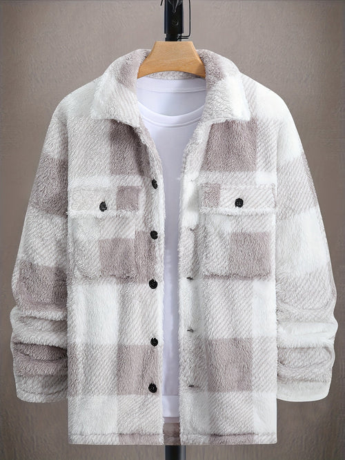 Men’s Sherpa Shirt Jacket | Plush Button-Up Shacket | Soft Everyday Outerwear