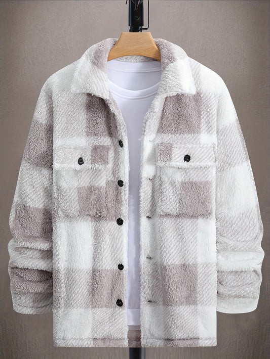 Men’s Sherpa Shirt Jacket | Plush Button-Up Shacket | Soft Everyday Outerwear