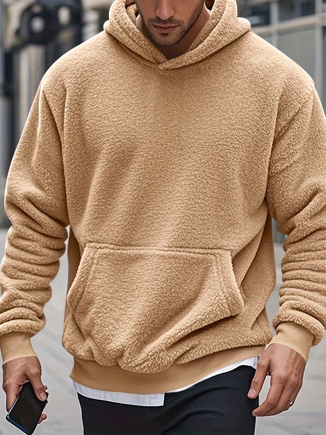 Men's Sherpa Fleece Hoodie | Plush Pullover | Warm Winter Loungewear