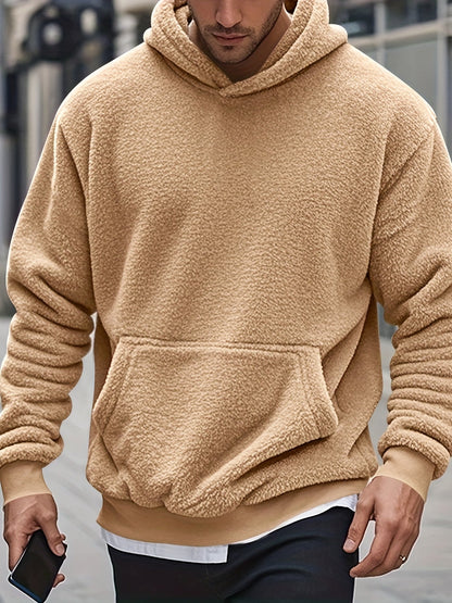 Men's Sherpa Fleece Hoodie | Plush Pullover | Warm Winter Loungewear
